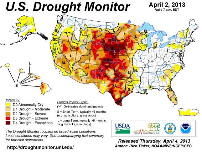 US Drought Monitor April 2, 2013