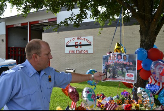Slide Show Link: Houston Firefighters Makeshift Memorial (KUHF Public Radio) 