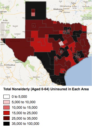 Seeing Red: Where Uninsured Texans Live (Enroll America) 